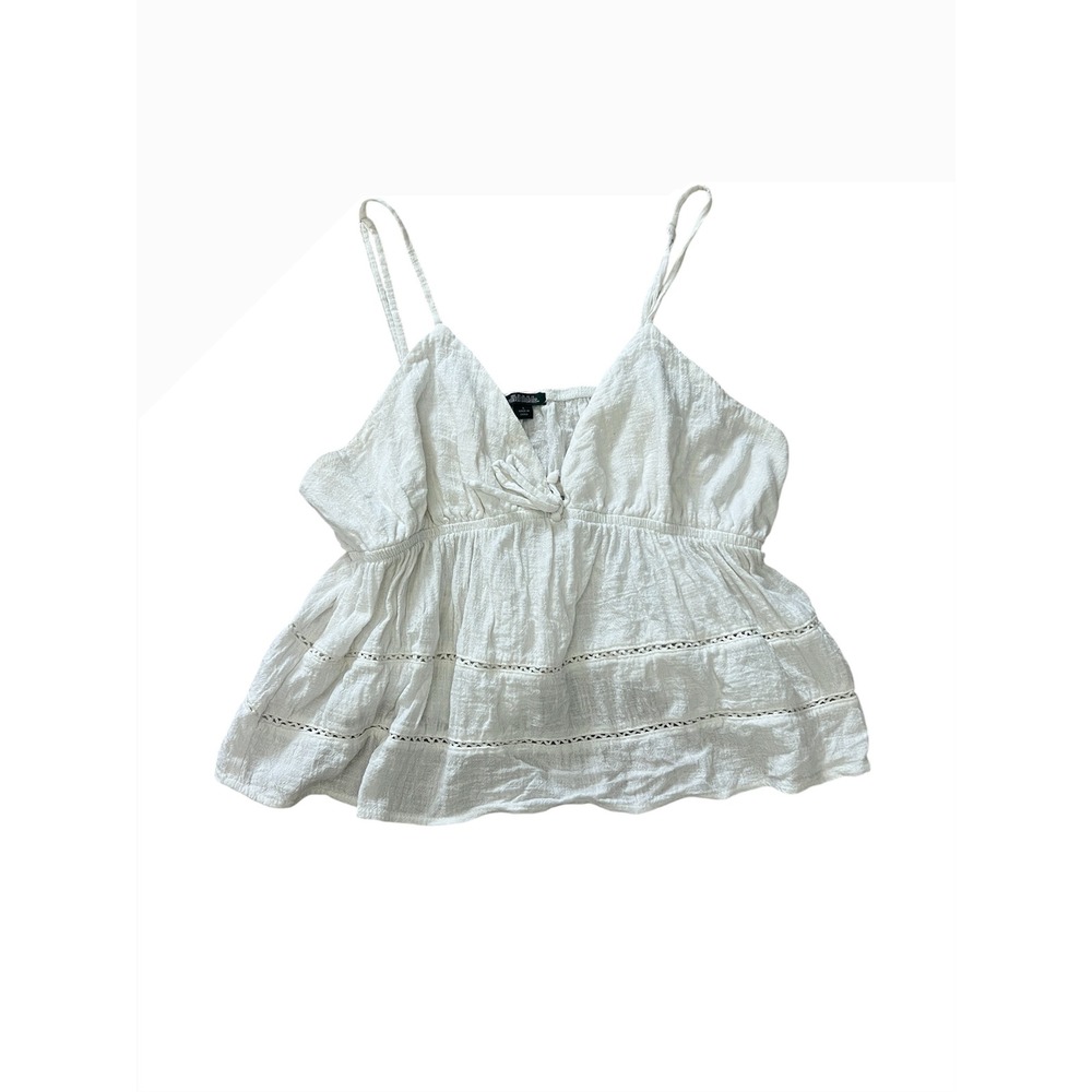 Wild Fable White V-Neck Babydoll Tank Top